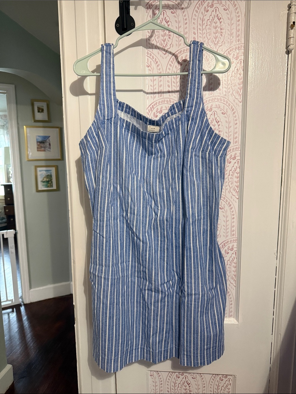 a new day Blue & White Striped Mini Sundress with pockets